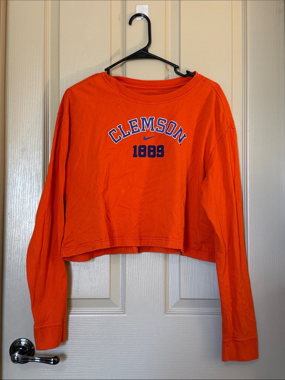 Nike Orange Clemson 1889 Cropped Long-Sleeve Shirt